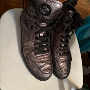 Gucci Metallic Black High-Top Sneakers